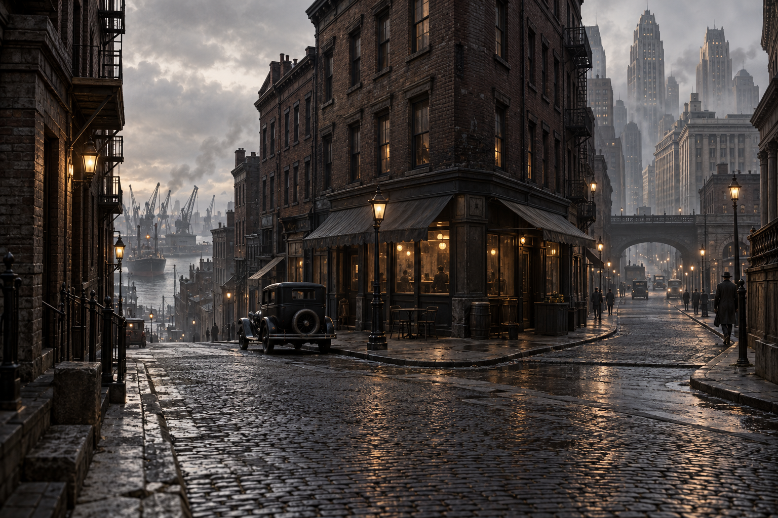 A mysterious Northwick street overlooking the harbor and city skyline